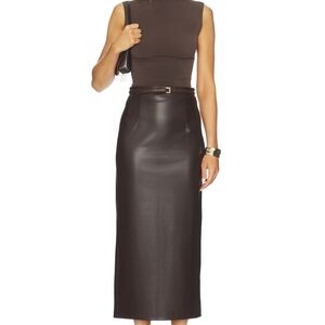New Enza Costa Brown Leather Skirt M 2 Revolve